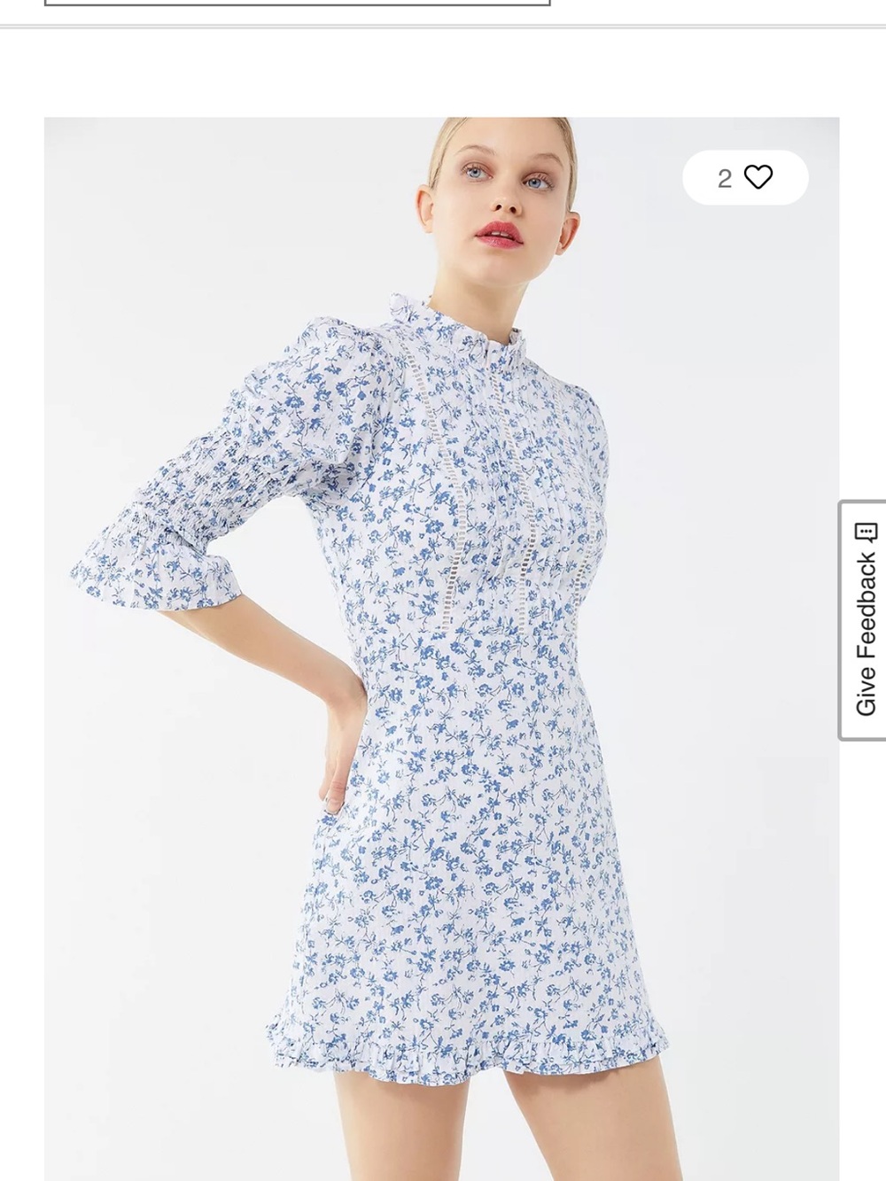 Laura Ashley Blue and White Floral Smocked Mini Dress